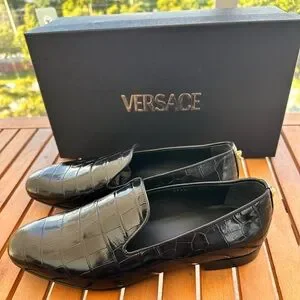 New Original Versace Men Croc Embossed Calfskin Smoking Slipper Versace | Shoes | New Authentic Versace Men Croc Embossed  main image 4